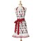 "Dancing Santa" Frill Cotton Cooking Apron with Red Ribbon, One Size Fits Most